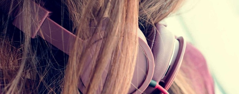 young woman wearing headphones